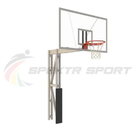 Купить Стойка баскетбольная уличная с защитой, щитом из оргстекла, аморт. кольцом и сеткой, вынос 225 см в Барыше 