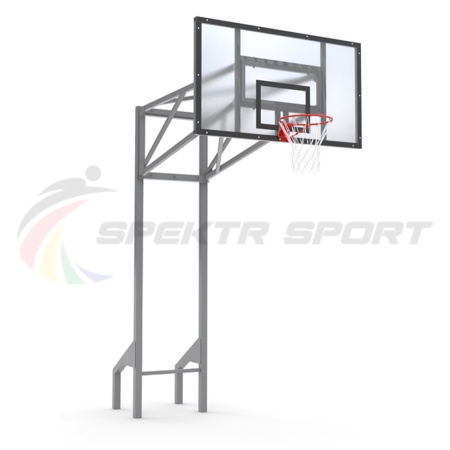 Купить Стойка баскетбольная уличная усиленная со щитом из оргстекла, кольцом и сеткой SP D 413 в Барыше 