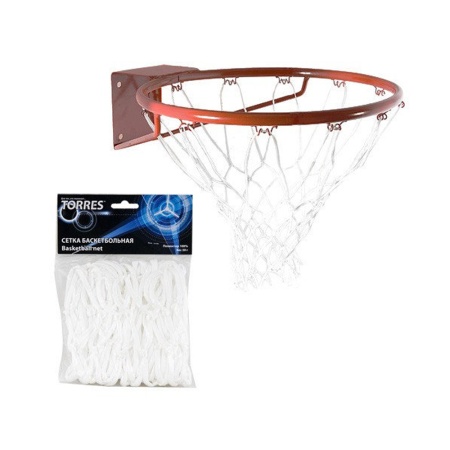 Купить Сетка баскетбольная Torres, нить 4 мм, белая в Барыше 